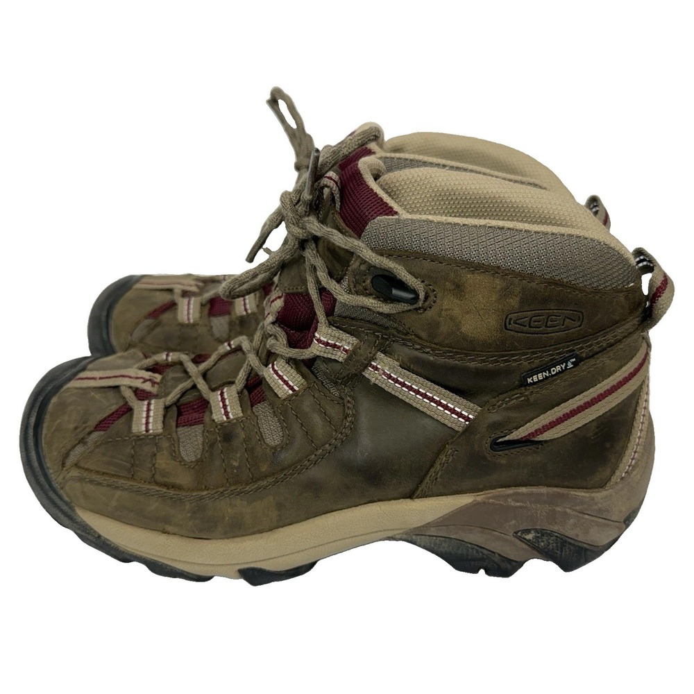 Keen Targhee II Waterproof Mid Lace Up Brown Leather Hiking Boots Size 9.5